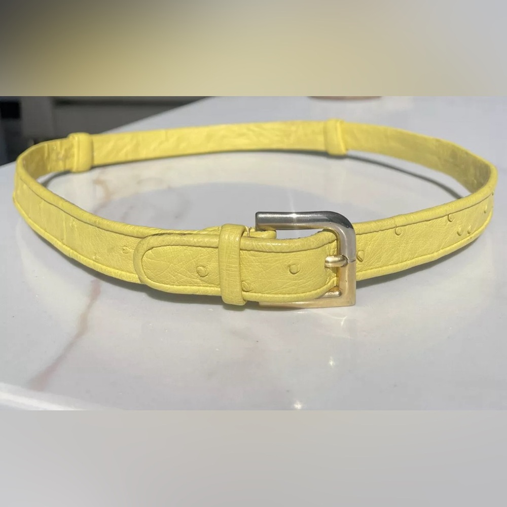 Judith Leiber Yellow Ostrich Belt fashion deals designer auctions summer spring